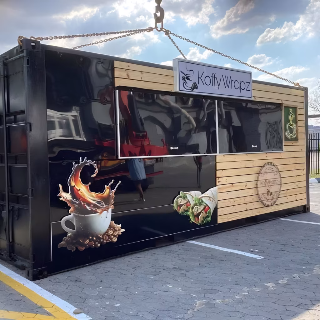 Delivery of completed KoffyWrapz container unit